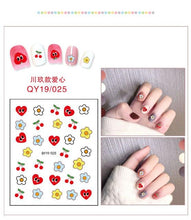 Load image into Gallery viewer, Cartoon Characters Plants Animals Forest Flowers Small Fresh Flowers 3D Nail Stickers Hyuna Style Nail Patch Waterproof Self Adhesive Nail Decals for Nail Art Decoration Including Hearts Stars Letters Bowknot Leaves Flowers Plants Fruits Butterflies