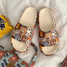 Load image into Gallery viewer, Cartoon Couple Fashion Bear Sandals Non-Slip Thick-Soled Indoor And Outdoor Slippers Men's Flip Flops Athletic Slide Sandals Flat Slip On Sandals For Women Summer Slippers