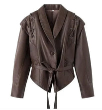 Load image into Gallery viewer, MANDOTOS Casual Long Sleeve Polyester Coat in Classic Brown with Loose Fit For Women Outerwear