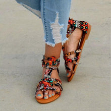 Load image into Gallery viewer, Casual Sandals Shoes Women Colorful Summer Flat Ankle Strap Sandals Shoes Flats Sandals For Women Dressy Strappy Flat Open Toe Sandals Wide Comfortable Leather Sandals