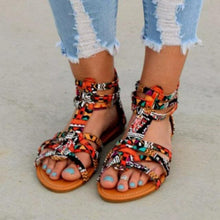 Load image into Gallery viewer, Casual Sandals Shoes Women Colorful Summer Flat Ankle Strap Sandals Shoes Flats Sandals For Women Dressy Strappy Flat Open Toe Sandals Wide Comfortable Leather Sandals
