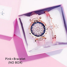 Load image into Gallery viewer, Casual Women Romantic Starry Sky Wrist Watch Bracelet Leather Rhinestone Designer Simple Dress Women's Watches Women Starry Sky PU Leather Strap Quartz Wristwatches For Woman Girls Teenagers