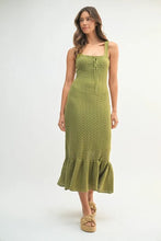 Load image into Gallery viewer, Ruffled Hem Sleeveless Crochet Knit Midi Dress For Women – Crochet Knit Dress, Unique Ruffled Hem Dress, Sleeveless Midi Dress, Summer Midi Dress, Elegant Crochet Dress