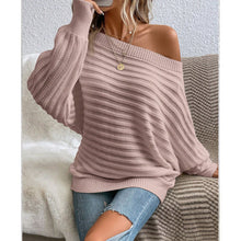 Load image into Gallery viewer, Off-Shoulder Batwing Sweater – Loose Knit Pull-Over for Fall
