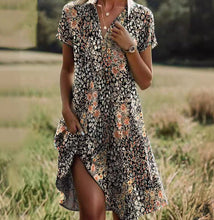 Load image into Gallery viewer, Ethnic Print Midi Dress – Scoop Neck Geometric Pattern Boho Dress