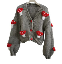 Load image into Gallery viewer, Women’s Mushroom Crochet Short Cardigan