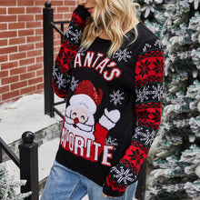 Load image into Gallery viewer, Santa Embroidered Crew Neck Knit Sweater
