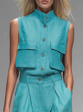 Load image into Gallery viewer, Women’s Sleeveless Vest and Wide-Leg Pants Set