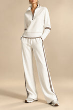 Load image into Gallery viewer, Women's Half-Zip Striped Sweatshirt & Wide-Leg Pants Set