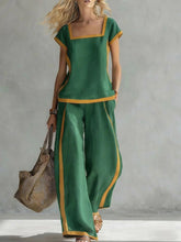 Load image into Gallery viewer, Square-Neck Three-Quarter Sleeve Loose Top & Pants Two-Piece Set