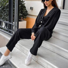 Load image into Gallery viewer, Casual Knit Cardigan With Pocket & Drawstring Lounge Pants