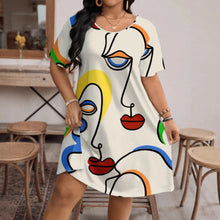 Load image into Gallery viewer, Women’s Casual Printed Round Neck Short Sleeve Dress