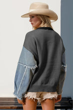 Load image into Gallery viewer, Double Take Star-Pattern Raw-Edge Long Sleeve Sweater