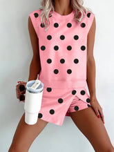 Load image into Gallery viewer, Women's Polka-Dot Sleeveless Tank Top & Shorts Two-Piece Set