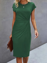 Load image into Gallery viewer, Front Knot Bodycon Midi Dress – Round Neck Sleeveless Tie Dress