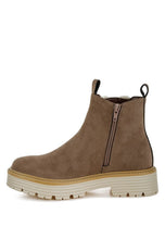 Load image into Gallery viewer, Mothman Faux Fur Detail Chunky Ankle Boots