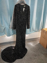 Load image into Gallery viewer, Grey Long Sleeve Sequin Evening Dress