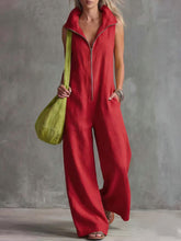Load image into Gallery viewer, Women's Loose Sleeveless Jumpsuit with Pockets – Linen-Look