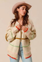 Load image into Gallery viewer, SO ME Loose Fit Multi Stripe Open Front Cardigan