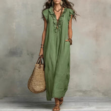 Load image into Gallery viewer, Women's Sleeveless Ruffle Pocket Maxi Dress