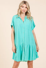 Load image into Gallery viewer, New Summer Linen Blend Button Down Shirt Mini Dress For Women – Fluttering, Casual, Timeless and Versatile Wardrobe Staple