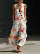 Load image into Gallery viewer, Women's V-Neck Diagonal Button Placket Cotton-Linen Shirt & Wide-Leg Pants Set