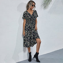 Load image into Gallery viewer, V-Neck Floral Print A-Line Satin Maxi Dress | 8 Colors