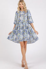 Load image into Gallery viewer, New Summer Flower Print Linen Blend Babydoll Mini Dress – Feminine and Flowy Babydoll Dress with Floral Print for a Playful Summer Look