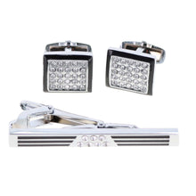 Load image into Gallery viewer, Vittorio Vico Gold and Silver Enamel Cufflinks & Tie Bar Set