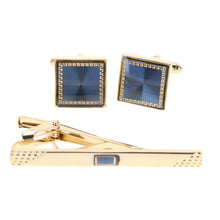Load image into Gallery viewer, Vittorio Vico Gold and Silver Enamel Cufflinks & Tie Bar Set