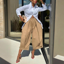 Load image into Gallery viewer, Women's Solid Color Cotton Wide Leg Cropped Pant