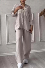Load image into Gallery viewer, Wide-Leg Pants & Lace-Up Top Two-Piece Set – Solid Color, 12 Colors S–5XL