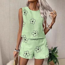 Load image into Gallery viewer, Women's Floral Print Tank Top & Shorts Two-Piece Set – Summer