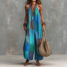 Load image into Gallery viewer, Women's Plaid Print Jumpsuit – Sleeveless, Wide-Leg, Suspender Style