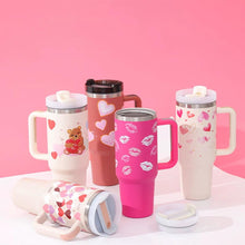 Load image into Gallery viewer, 40 Oz Tumbler With Handle Straw Insulated, Stainless Steel Spill Proof Vacuum Coffee Cup Tumbler With Lid Tapered Mug Gifts For Valentine Lover Suitable For Car Gym Office Travel