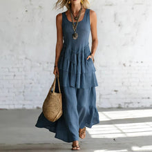 Load image into Gallery viewer, Women's Cotton Linen Sleeveless Loose Maxi Dress