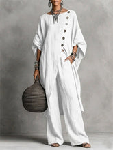 Load image into Gallery viewer, Women's Drop Shoulder Three-Quarter Sleeve Irregular Shirt & Pants Set