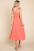 Load image into Gallery viewer, Ruffle Detail Surplice Wrap Slip Dress For Women – Elegant Ruffle Wrap Dress, Feminine Surplice Dress, Chic Wrap Dress, Romantic Ruffle Detail Dress, Effortless Evening Dress, Flattering Slip Dress