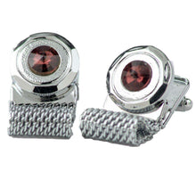 Load image into Gallery viewer, Vittorio Vico Vibrant Colorful Round Crystal Chain Cufflinks in Round Setting