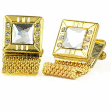 Load image into Gallery viewer, Vittorio Vico Vibrant Colorful Square Crystal Chain Cufflinks in Square Setting