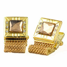 Load image into Gallery viewer, Vittorio Vico Vibrant Colorful Square Crystal Chain Cufflinks in Square Setting