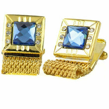 Load image into Gallery viewer, Vittorio Vico Vibrant Colorful Square Crystal Chain Cufflinks in Square Setting