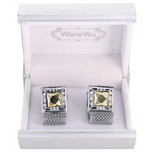 Load image into Gallery viewer, Vittorio Vico Vibrant Colorful Square Crystal Chain Cufflinks in Square Setting