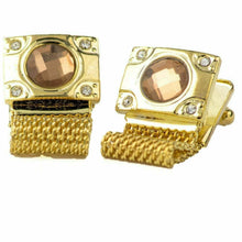 Load image into Gallery viewer, Vittorio Vico Vibrant Colorful Square Crystal Chain Cufflinks in Round Setting
