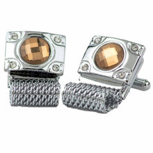 Load image into Gallery viewer, Vittorio Vico Vibrant Colorful Square Crystal Chain Cufflinks in Round Setting