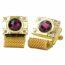 Load image into Gallery viewer, Vittorio Vico Vibrant Colorful Square Crystal Chain Cufflinks in Round Setting