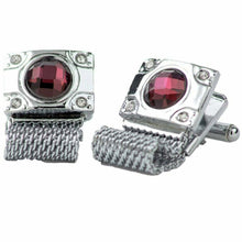 Load image into Gallery viewer, Vittorio Vico Vibrant Colorful Square Crystal Chain Cufflinks in Round Setting