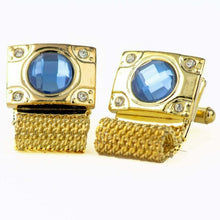 Load image into Gallery viewer, Vittorio Vico Vibrant Colorful Square Crystal Chain Cufflinks in Round Setting