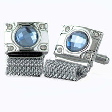 Load image into Gallery viewer, Vittorio Vico Vibrant Colorful Square Crystal Chain Cufflinks in Round Setting