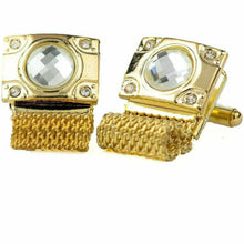 Load image into Gallery viewer, Vittorio Vico Vibrant Colorful Square Crystal Chain Cufflinks in Round Setting